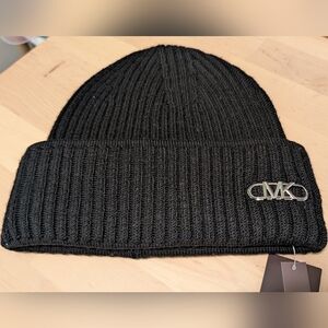 Michael Kors Black Knit Beanie with Logo